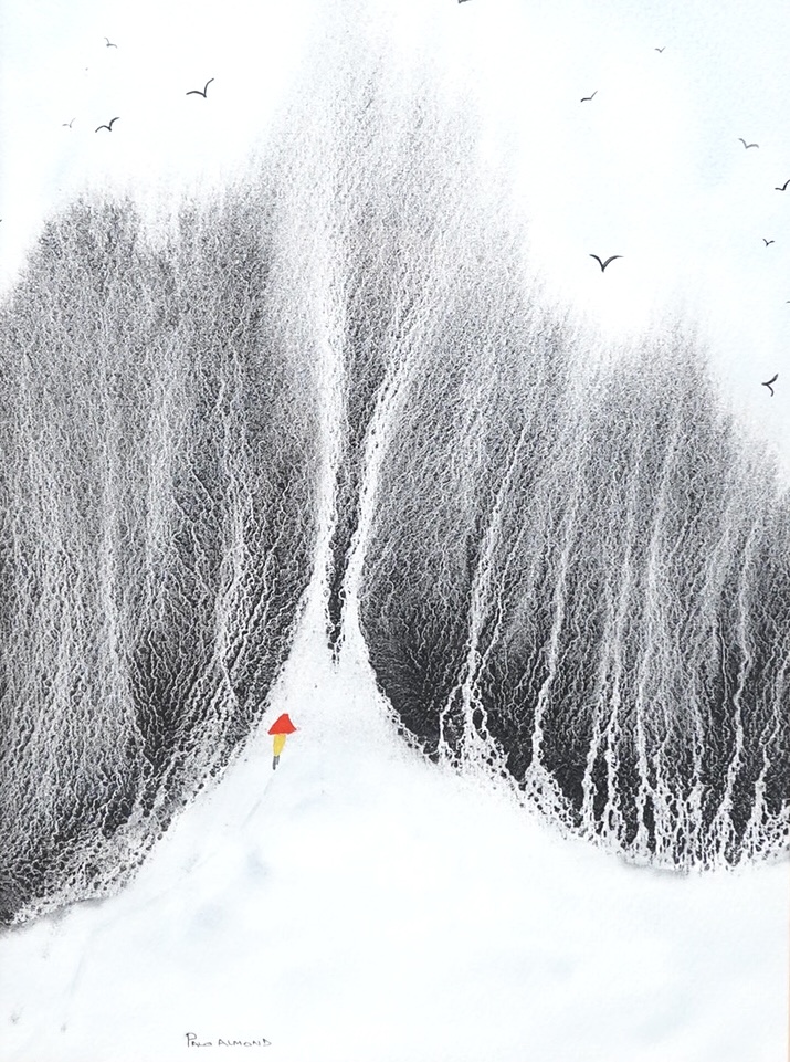 Palo Almond, 'One Step at a Time', series I, signed, watercolour, 39 x 28cm